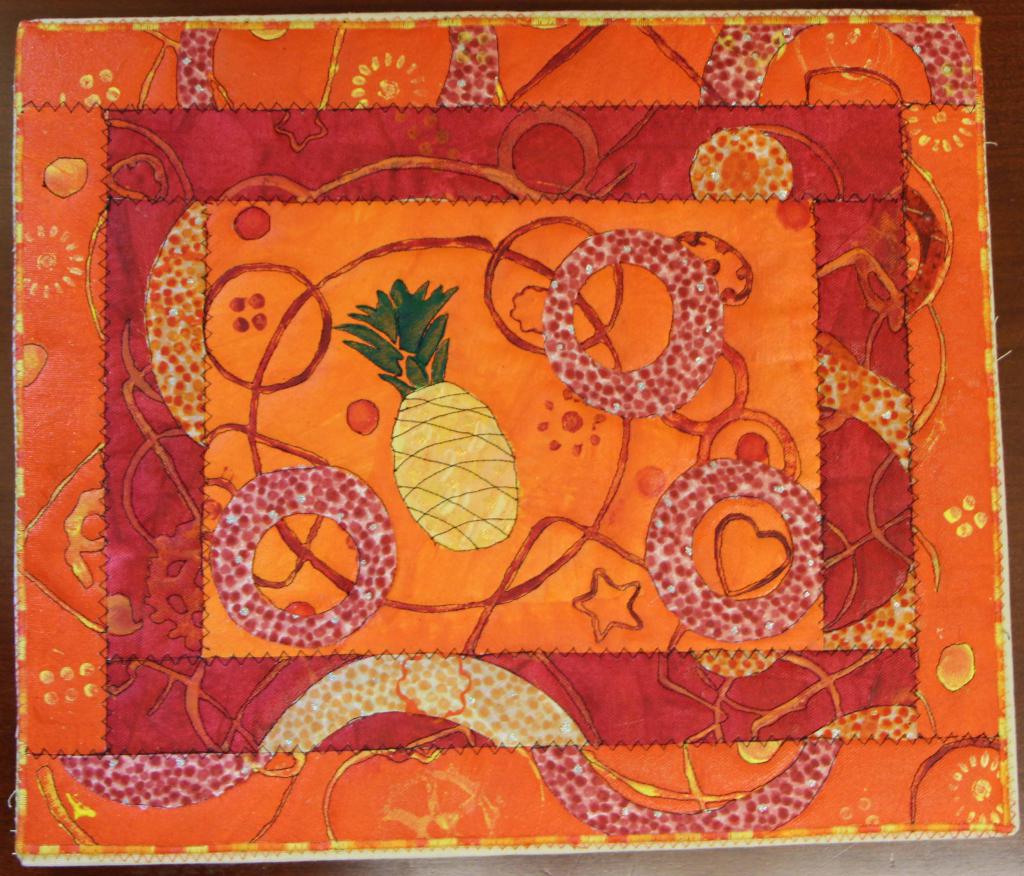 Pineapple on Orange with red and orange borders