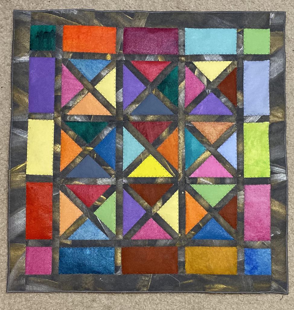 Stained glass styled quilted acrylic artwork